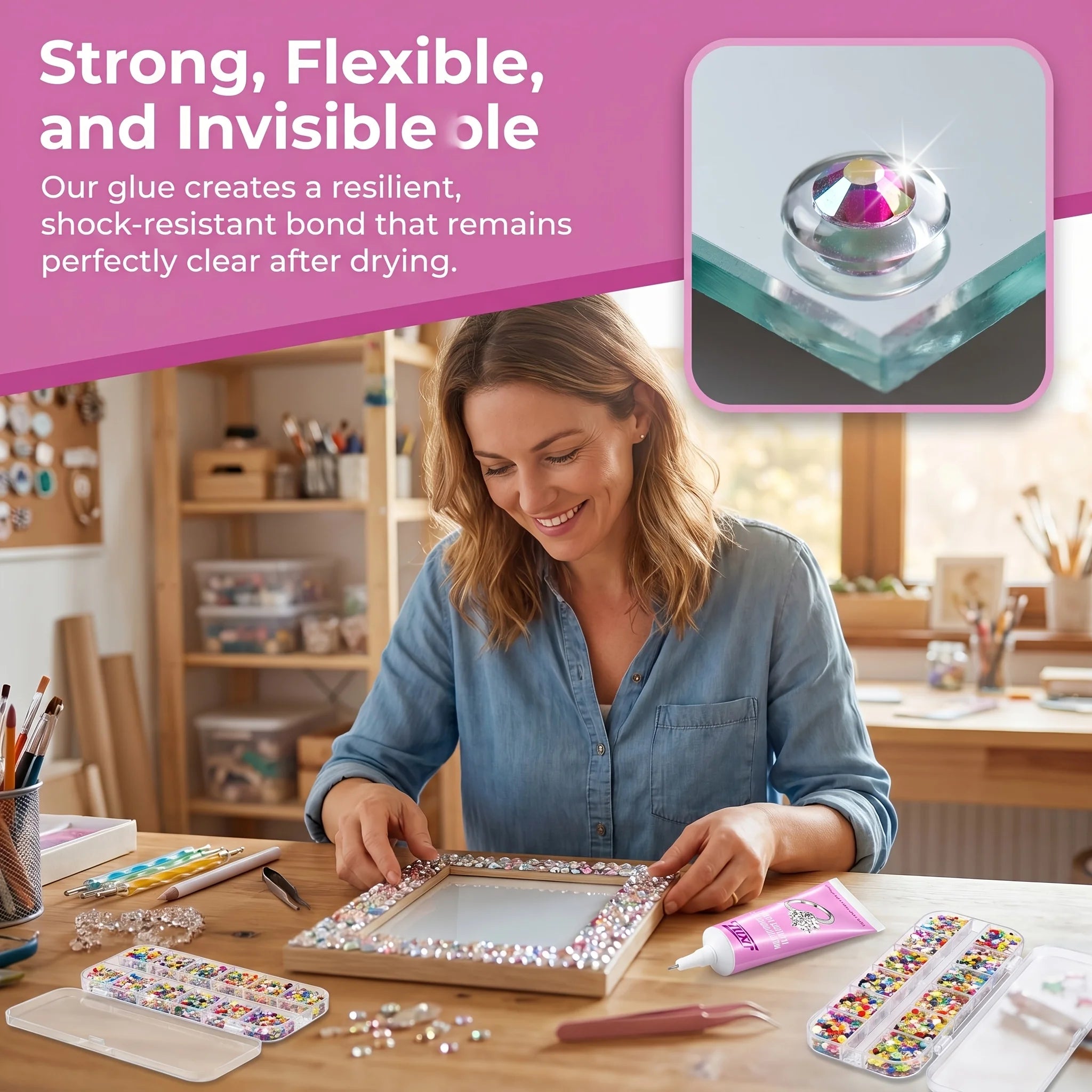 Jewelry Glue B7000 Production and Restoration-for bonding gem Pearls Earrings Rings Rhinestones Strong Waterproof Clear Adhesive 50ML（1.68fl oz）