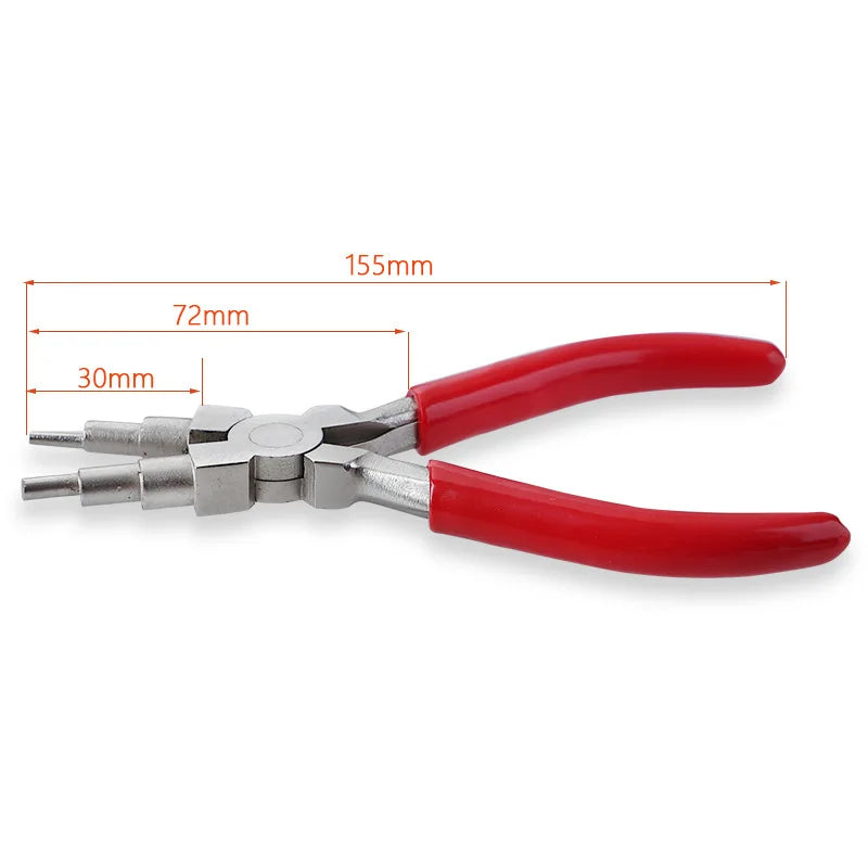 Professional Jewelry Pliers 6in1 Multi-Size Looping & Bail Making Tool with Non-Slip Handle for DIY Craft