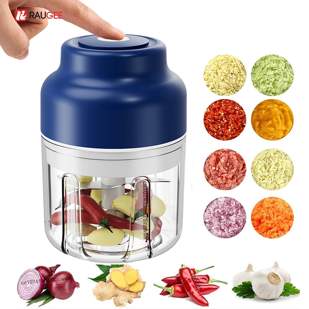 Electric Garlic Chopper Mini Portable Wireless Food Chopper 320ML USB Rechargeable Meat Grinder Vegetable Garlic Masher Blender