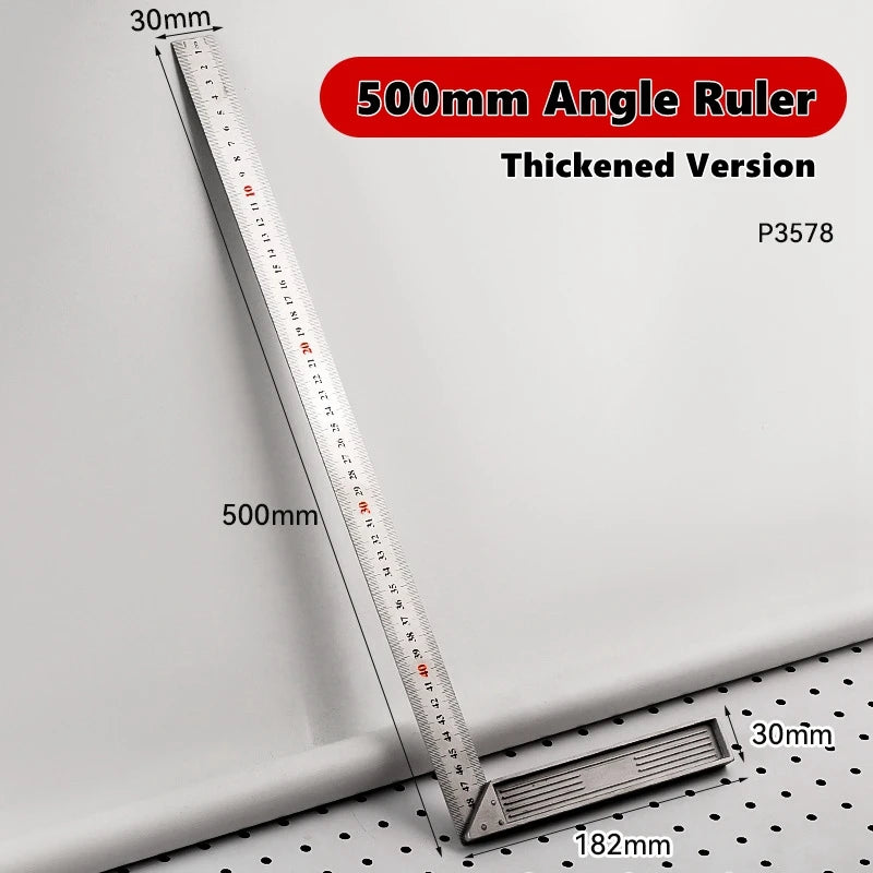 300/500mm Aluminum Alloy Square Ruler Right Angle 90° Turning Ruler Woodworking Ruler Steel Turning Ruler Measuring Tools Gauge