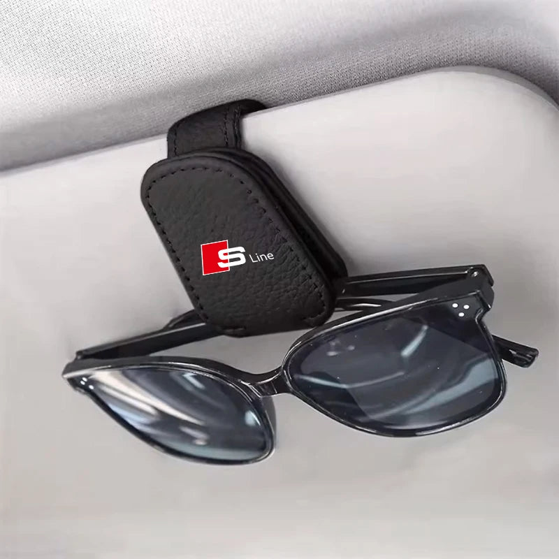 For Audi Sline A4 A3 A6 TT S4 S5 S6 A1 A2 A5 A7 A8 Q1 Q2 Q3 Q4 Q5 Q6 Q7 Q8 B8  Car Sun Visor Glasses Case Holder Sunglasses Clip
