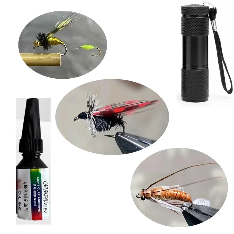 Fly hook glue uv glue uv curing water resistant strong adhesion fast drying strong fly hook UV glue DIY fishing bait production