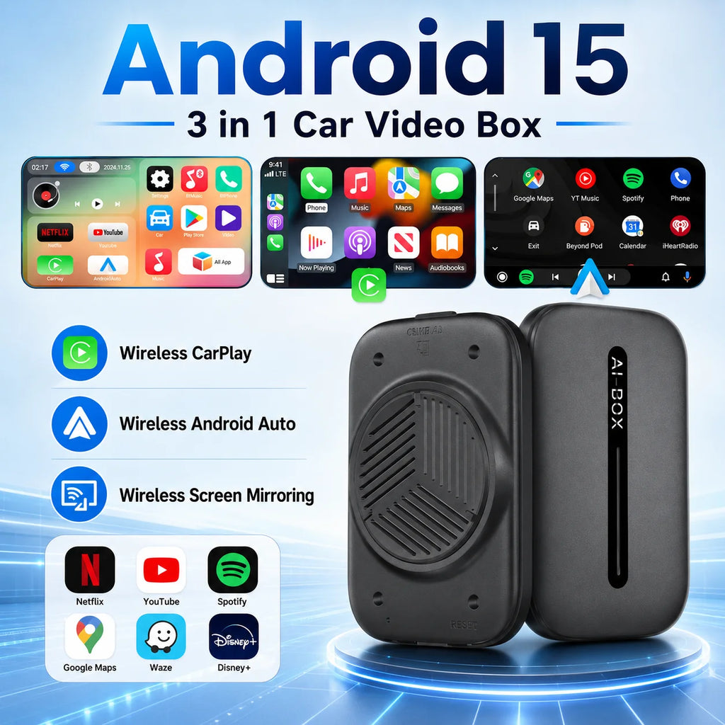 Android 15 Carplay Ai Box Wireless Android Auto Wireless Carplay Adapter TV Box For Netflix YouTube Car Intelligence Systems