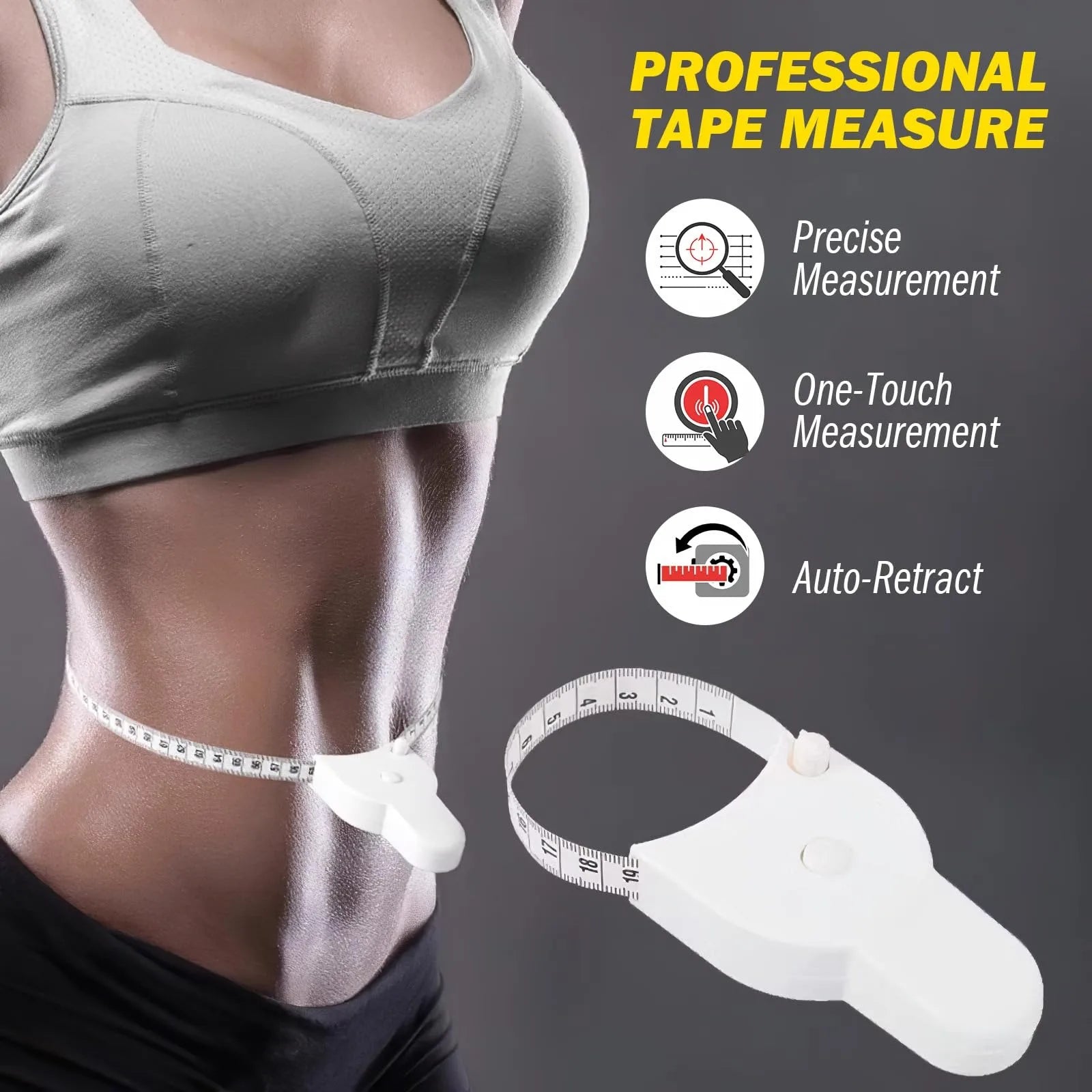 Perfect Body Tape Measure - 80 Inch Automatic Telescopic Tape Measure - Retractable Measuring Tape for Body: Waist, Hip, Bust, Arms, and More (White - 80 inch)