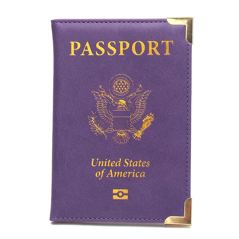 USA Passport Cover Travel Wallet Metal Corners Pu Case for Passports Cards Holder Passport Wallets for Women