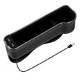 New Car Crevice Storage Box with 2 USB Charger Colorful LED Seat Gap Slit Pocket Seat Organizer Card Phone Bottle Cups Holder