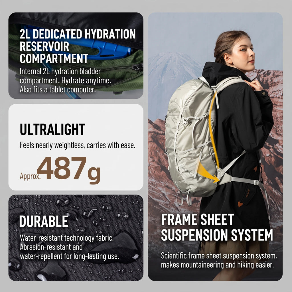 Outdoor professional mountaineering backpack large capacity cycling sports bag lightweight men's and women's camping hiking bag