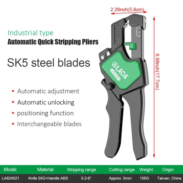 LAOA Multifunctional Fast Fully Automatic Wire Stripping Pliers 0.2-6 Cable Cutting Nippers Adjustable Electrician Pliers