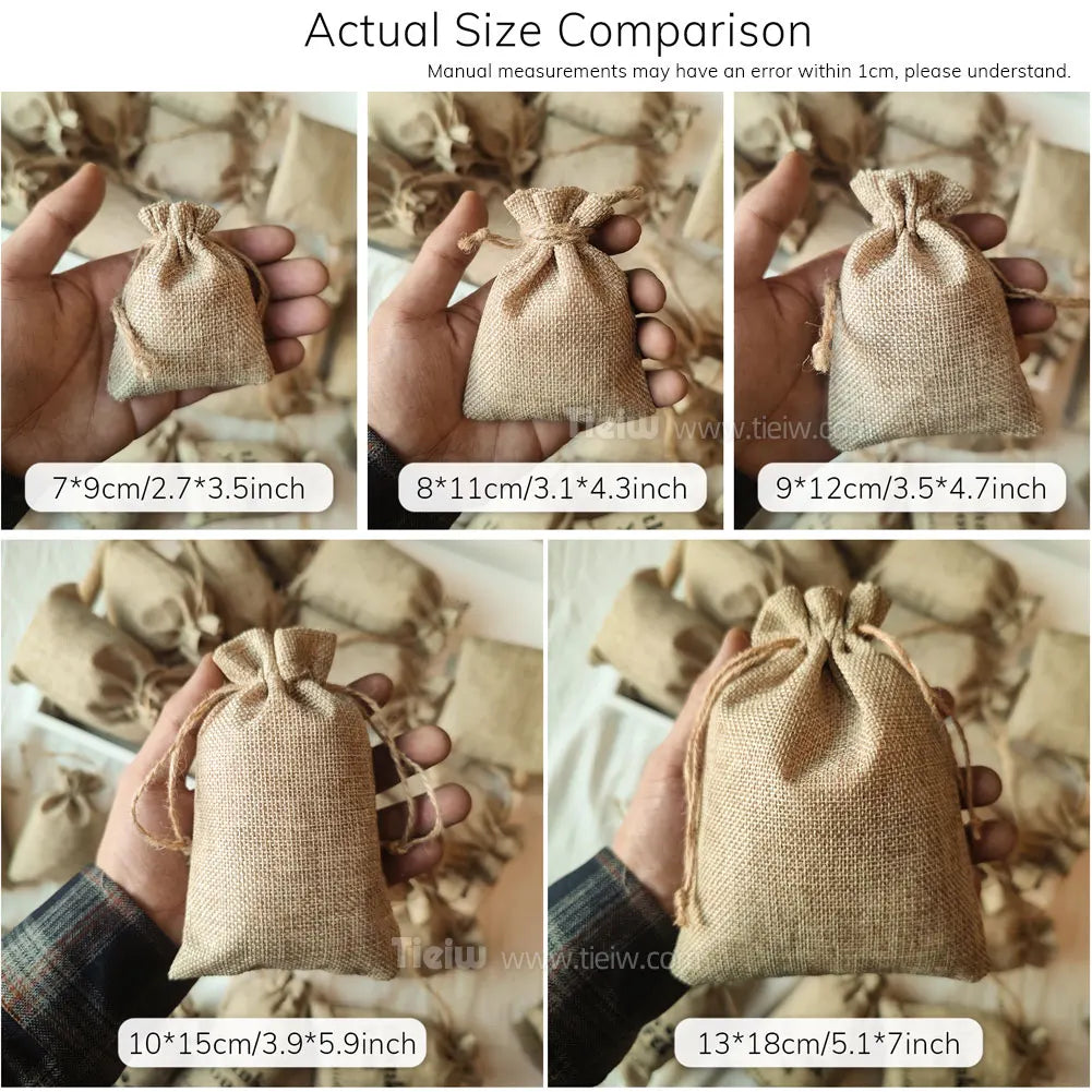 Custom Burlap Favor Bags With Drawstring For Wedding And Party Favors Personalized Natural Linen Sack For Candy Coffee DIY Craft