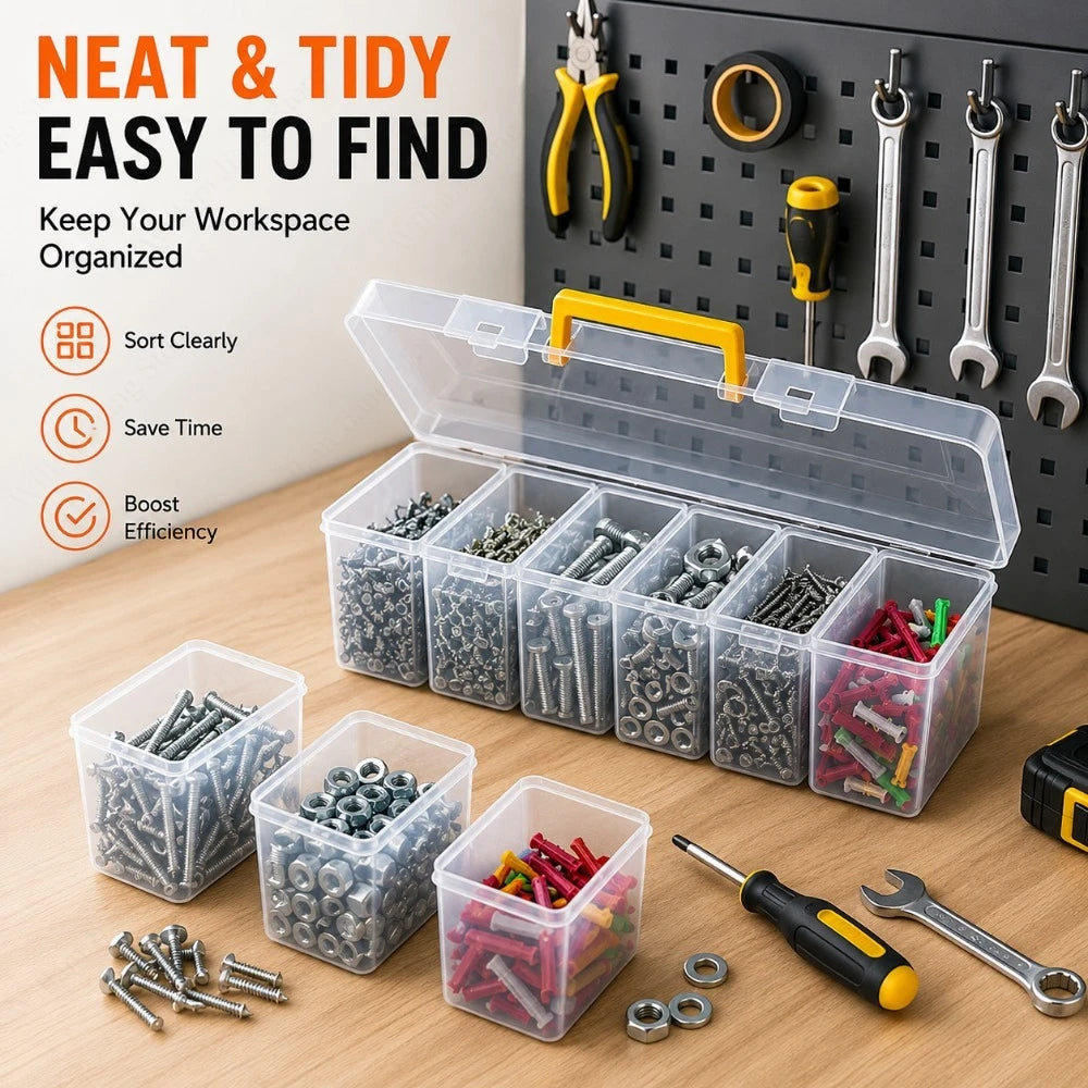 Portable Hardware Organizer Cases Lightweight Multi Grid Design Practical Storage Boxes for Screws Wrenches Home Arrangement