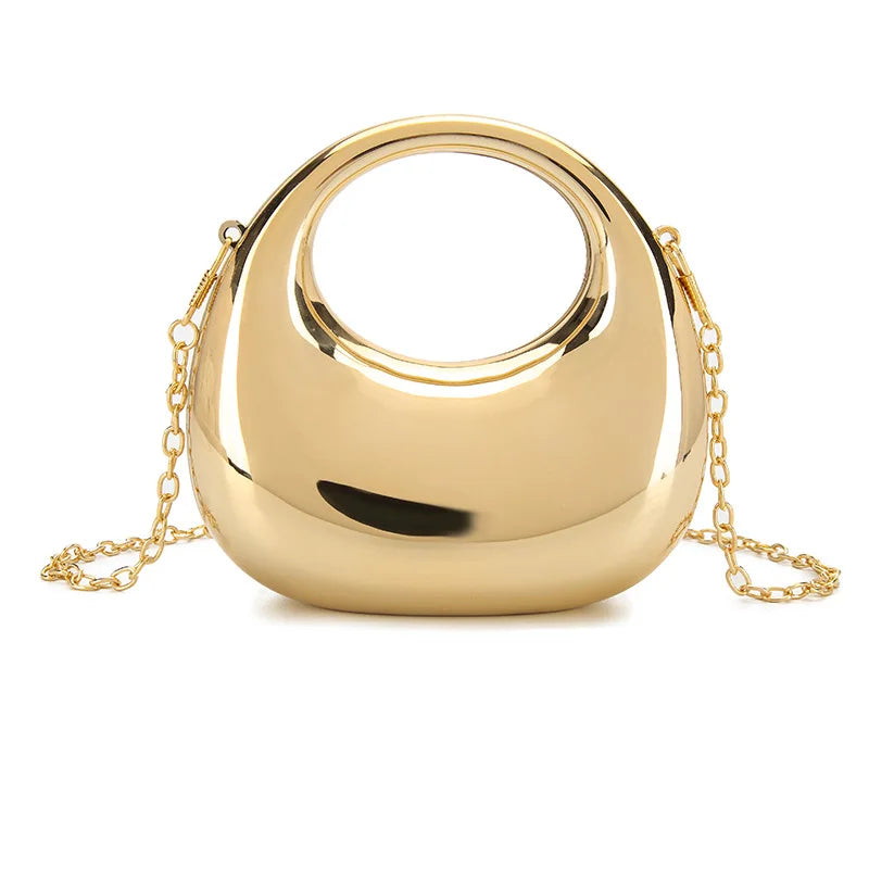 Mini Golden Evening Bag Purses and Handbags Luxury Designer Shoulder Bags Funny Shape Party Wedding Acrylic Shiny Clutch Purse