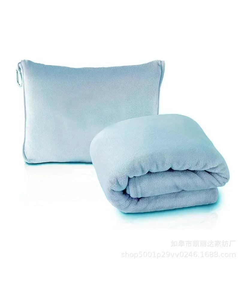 Coral Fleece Airplane Blankets Soft Warm Fluffy Multi Functional Portable Cuddle Cution Pillow 2 in 1 Travel Blankets