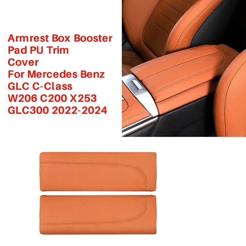 Car Central Console Armrest Box Booster Pad PU Trim Cover For Mercedes Benz GLC C-Class W206 C200 X253 GLC300 22-2024