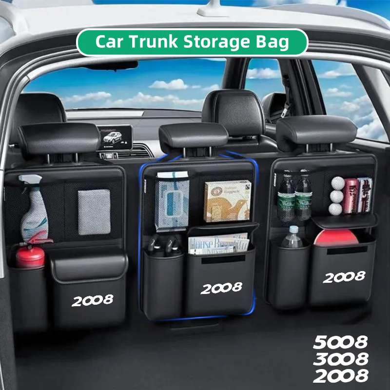 1pcs Car Trunk Storage Bag SUV Seat Back Hanging Tools Organizer Multifunctional Storage Pocket for Peugeot 2008 3008 5008 Truck