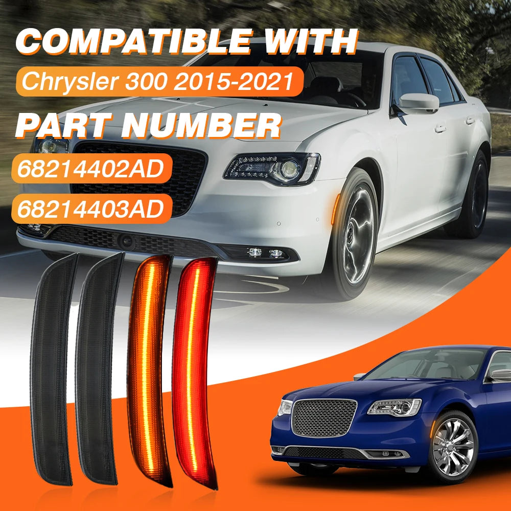 4 pcs For Chrysler 300 2015 2016 2017 2018 2019 2020 2021 Car Front Rear Side Marker Light 68214402AD 68214403AD