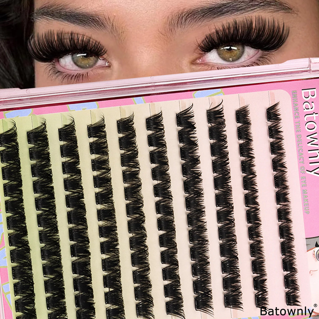 Individual Lashes 120 Pcs Self-adhesive Eyelash Cluster 10-12-14mm No Glue Curling  DIY False Eyelashes