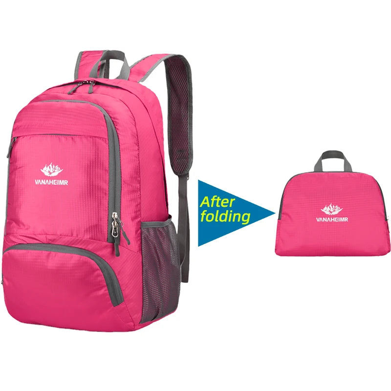 23L Packable Backpack Foldable Ultra Light Outdoor Duffle Bag Big Folding Knapsack Hiking Travel Rucksack Mountaineering Daypack