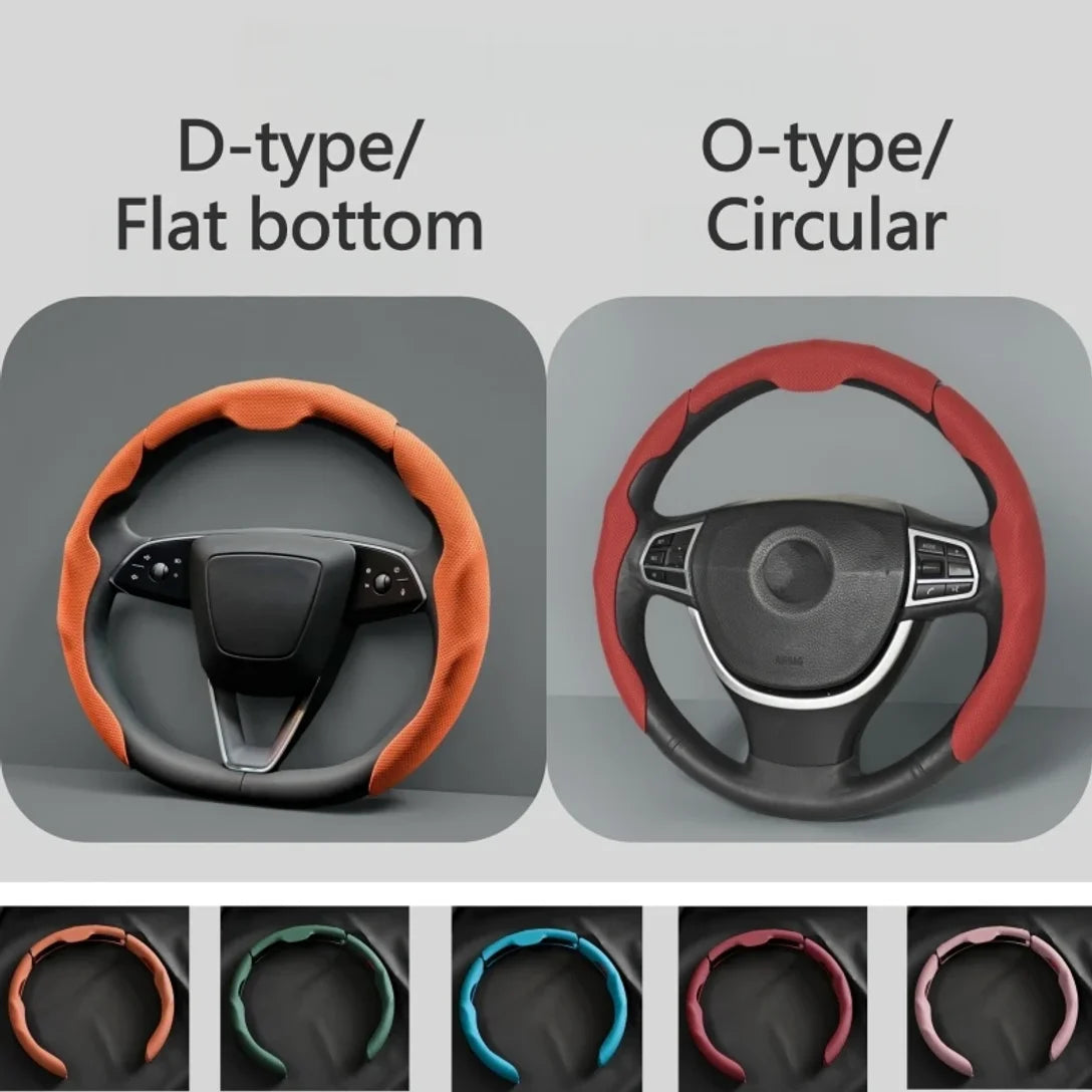 Luxury Nappa Faux Leather Steering Wheel Cover That Is Non-Slip And Sweat-Absorbent, Sporty Style Suitable For Various Vehicles