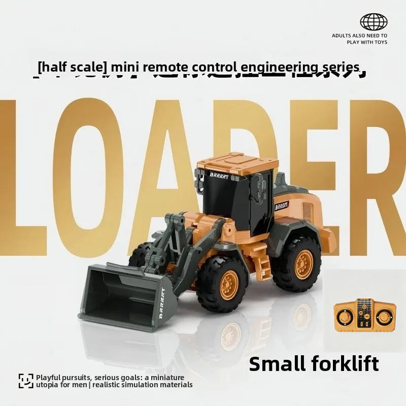 Ask Nanfeng RC Mini Alloy Forklift Excavator bulldozer 1/64 desktop toy Remote Control engineering vehicle Boy High end Gift