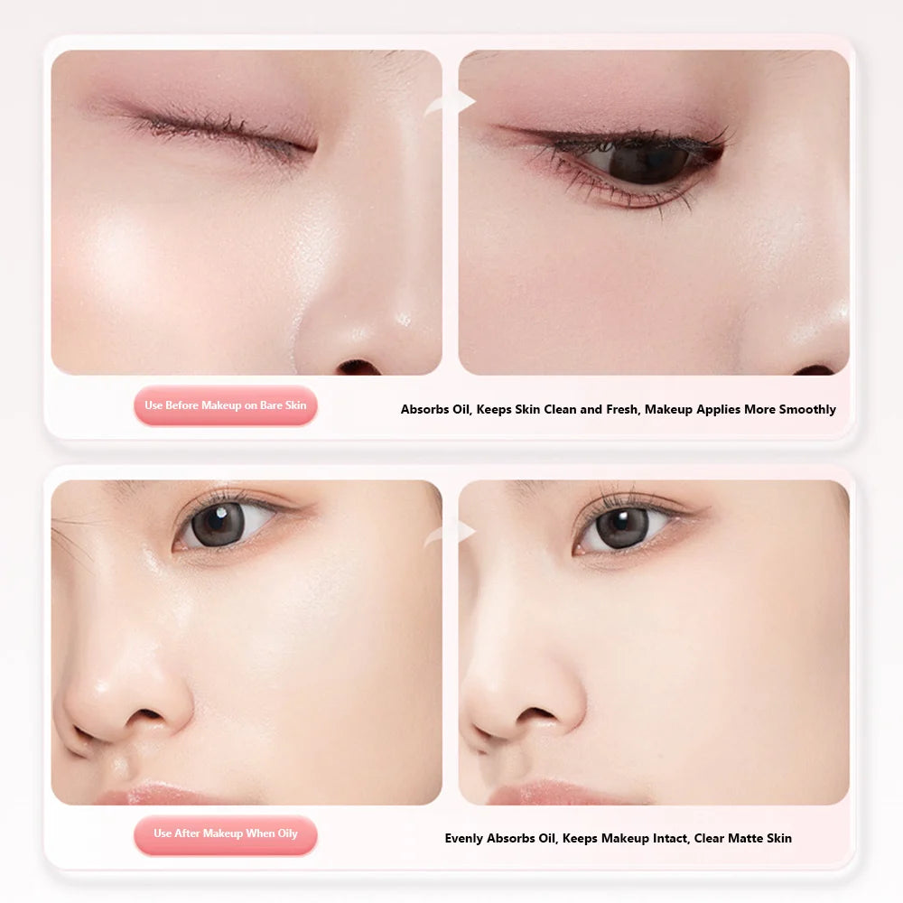 With Puff Oil Control Blotting Paper With Mirror Lightweight Face Shine Remover Compact 3-in-1 Blotting Paper for Summer Travel