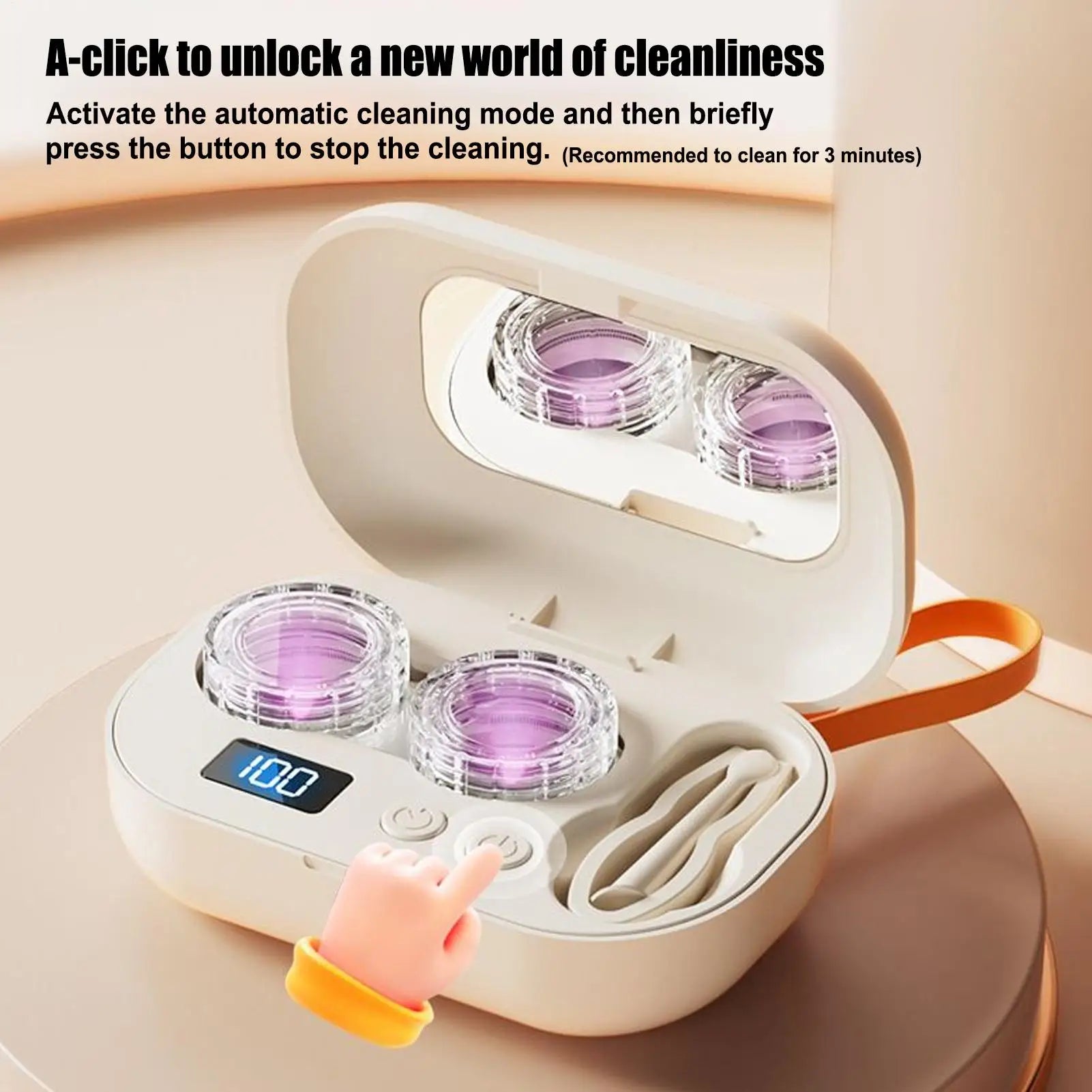 Ultrasonic Contact Lens Cleaning Machine Mini Electric Contact Lens Cleaner Compact Deep Cleaning Device Machine For Travel