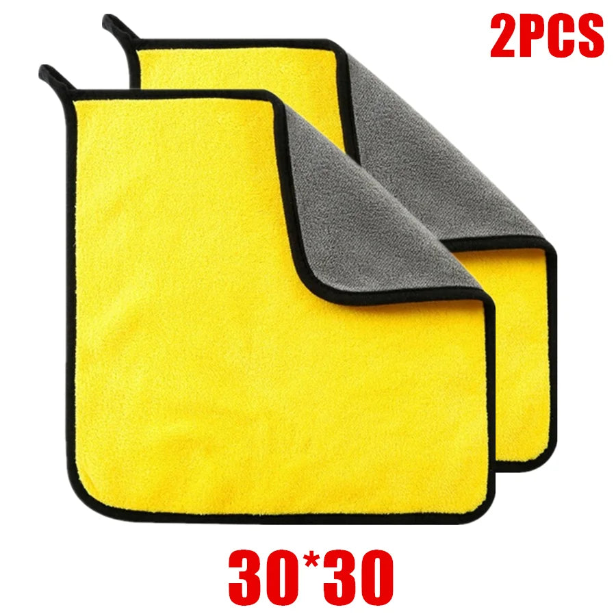 1/2/6PCS Thick Double Layer Microfiber Cleaning Towels Soft Drying Cloth for Car Body Washing Polishing Car Care Accessories