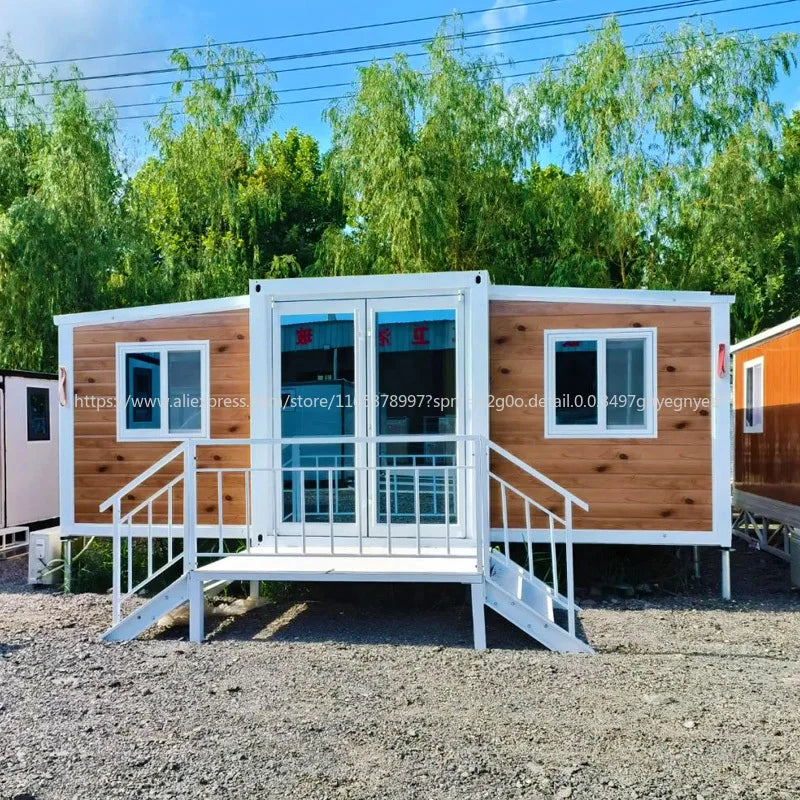 40FT Double Wing Expandable Folding Container House Prefabricated Mobile Living Unit For Outdoor Camping And Construction Sites