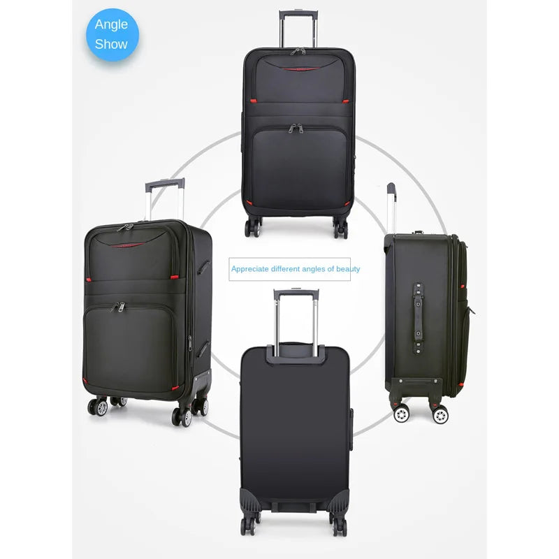 Large Capacity Suitcase with Combination Lock Luggage Travel Boardable Waterproof Oxford Fabric Trolley Case 28-Inch Oversized