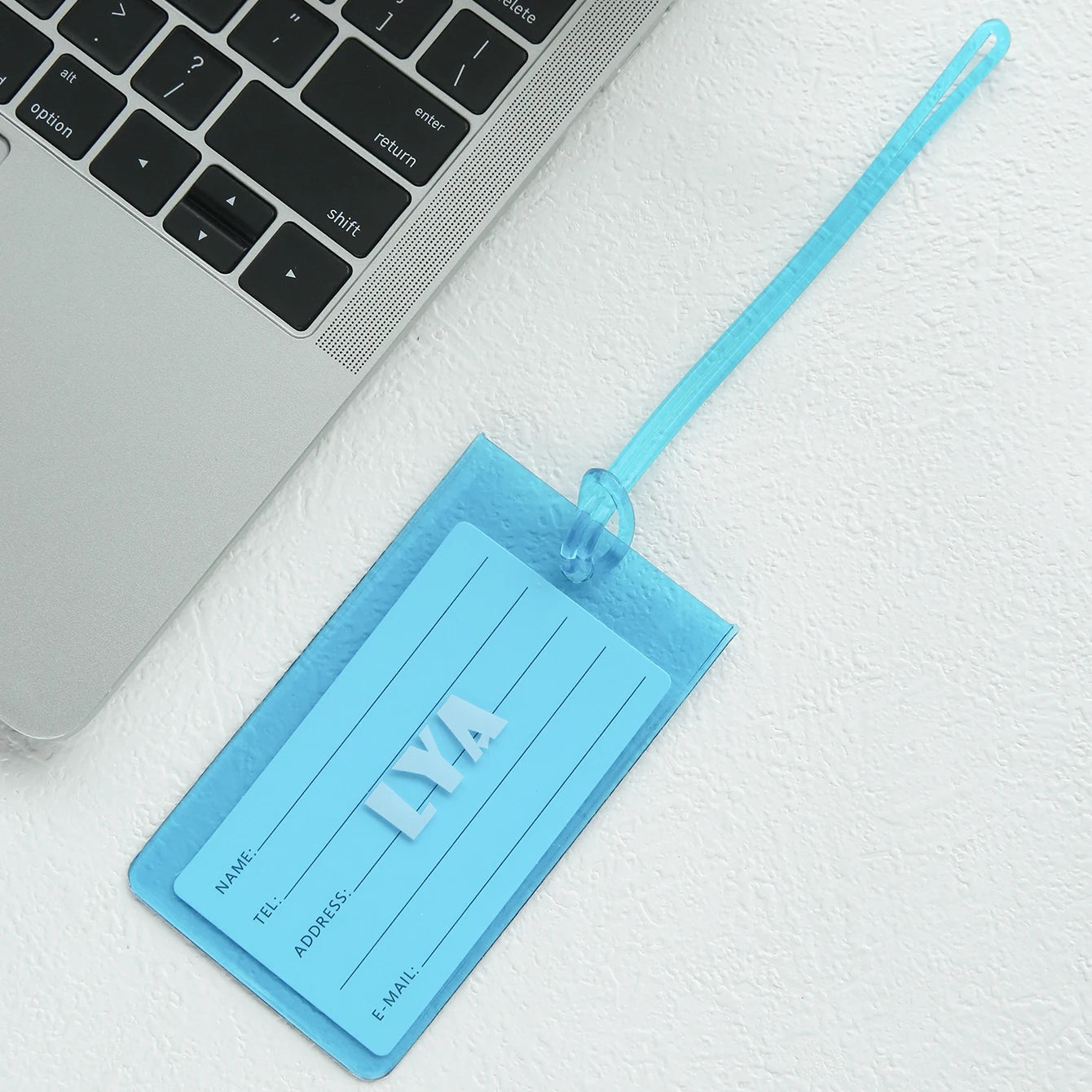Custom Name Luggage Tag Personalized Name Fluorescent Pvc Luggage Tag Waterproof Transparent Suitcase Id Tag with Name Card