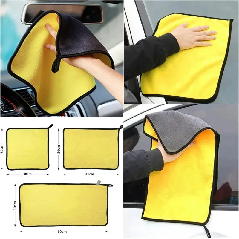 10pcs Thicken Microfiber Motorcycle Car Cleaning Towels Soft Drying Cloth Car Washing Towels Double Layer Clean Rags Detailing