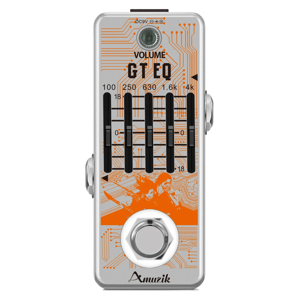Amuzik Electric Guitar EQ Pedal Bass Equalizer Effects Pedal 5 Band Graphic Master Level Controller ±18dB Mini Size Drop Ship