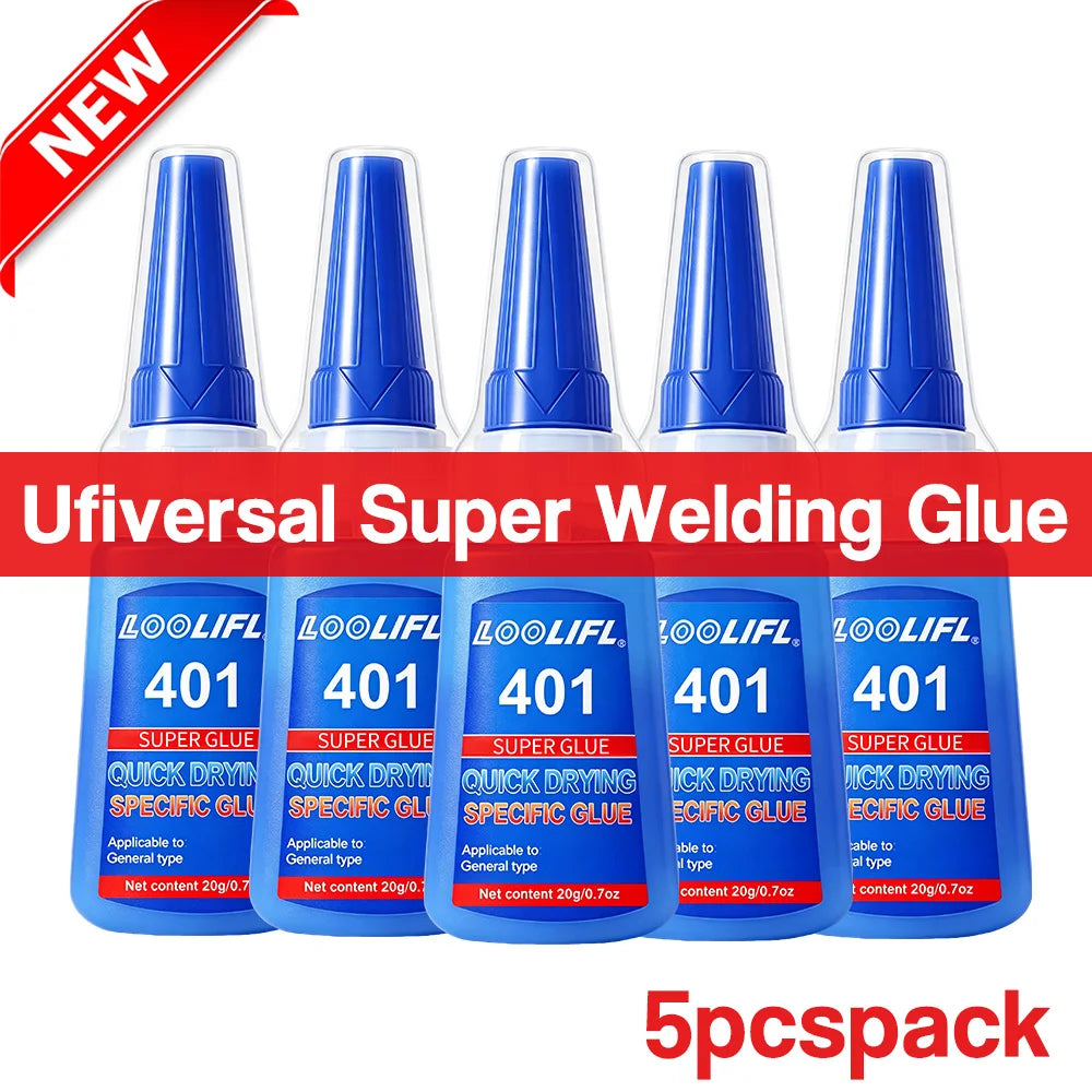 401 Universal Strong Instant Adhesive, Fast Curing in 10 Seconds, Suitable for Materials Such as Metal, Plastic, Leather, Ceramics, Glass, Strong Adhesive, Traceless Repair, Super Fast-Drying Glue, Welding Aid, Electrode Weld