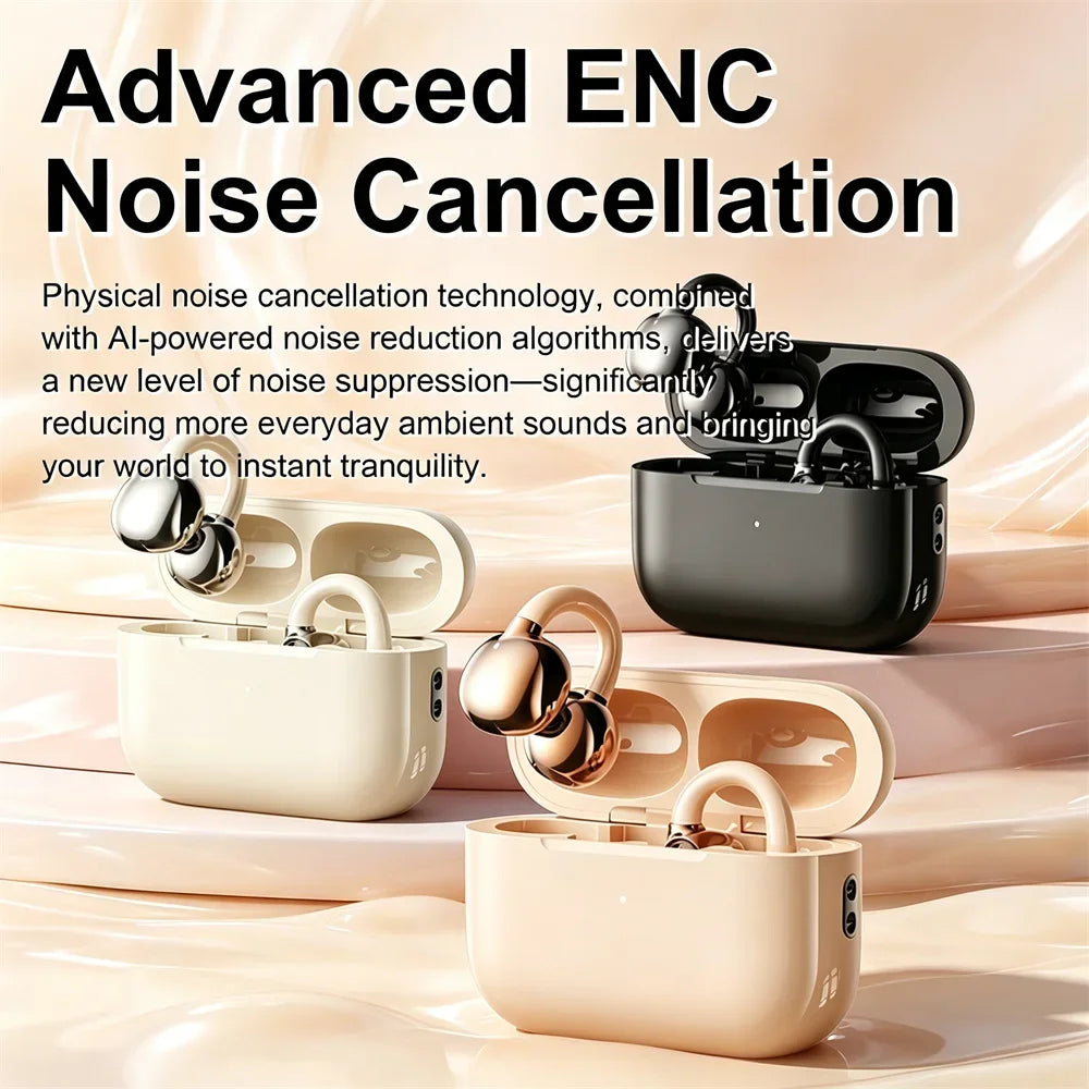 Electroplated Ear Clip True Wireless Bluetooth Headsets Portable  Sports Run Long Battery Life HD Call Noise Reduction Earplugs
