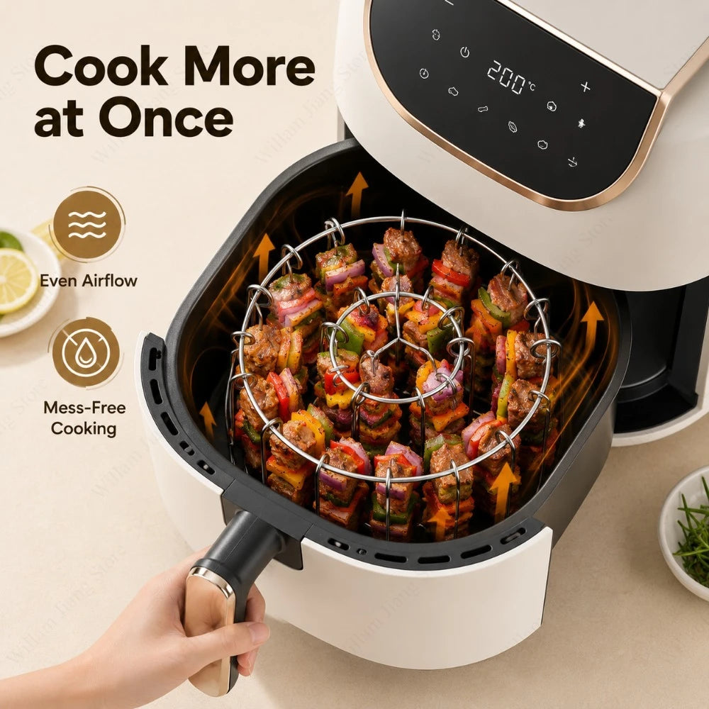 Detachable Vertical Grill Skewer Holder Stainless Steel Support Frame Suitable for 12/24 Barbecue Skewers for Air Fryers Use