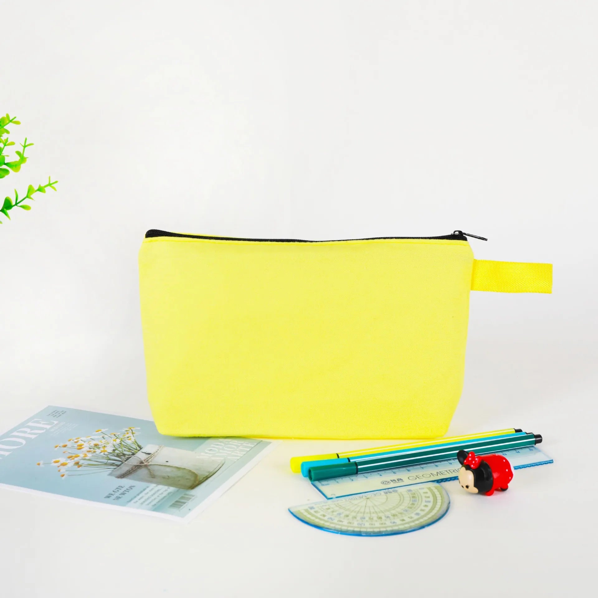 20/30/50/100bags/lot Customized Logo Colored Canvas Makeup Bag, Women's Handbag, Student Pencil Case 25x13x4.5cm