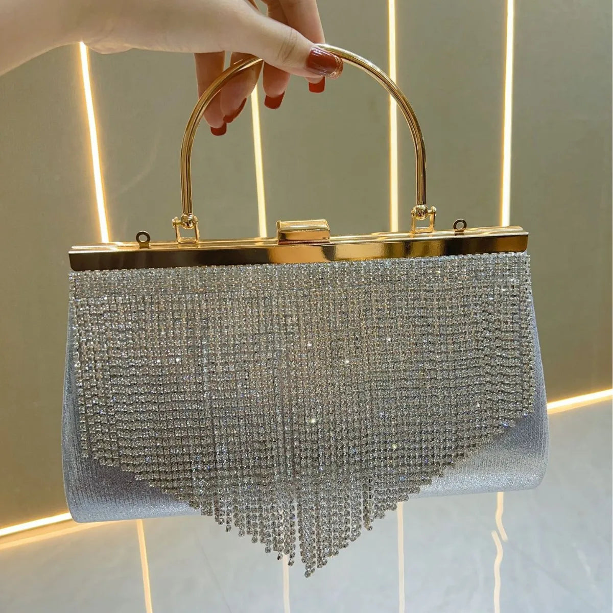 Evening Bag for Women Faionable Diamond Embedded Tassel Handbag New Arrival Cross-Border Women's Purse