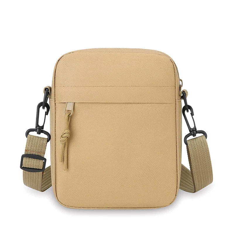 Simple solid color canvas mini square bag lightweight men crossbody casual shoulder bag