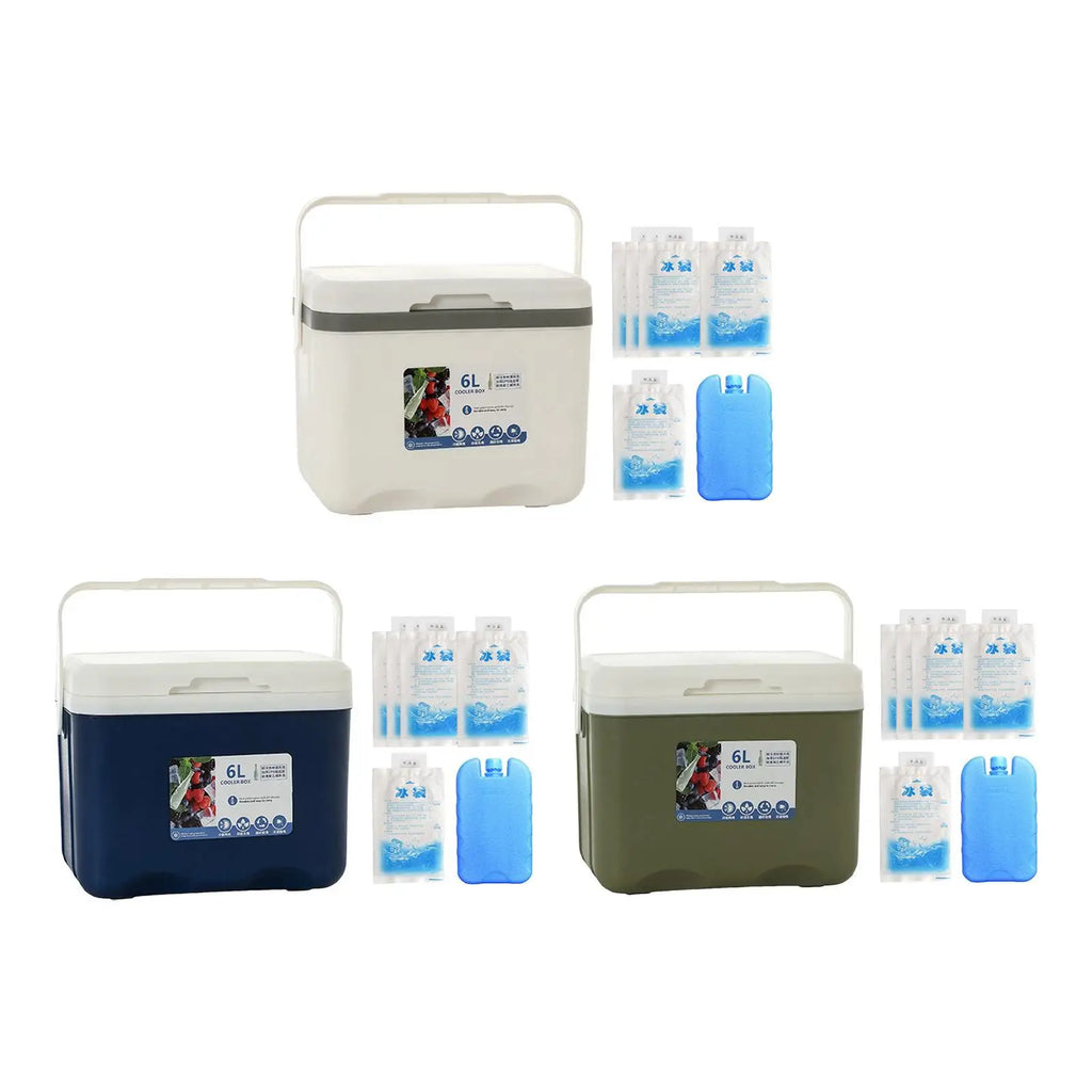 Camp Cooler, Ice Box Chest, 6 L with Handle Portable Cold Storage Case with Ice