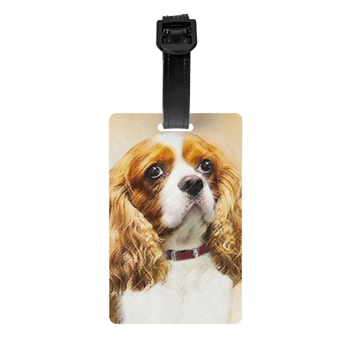 Custom Cavalier King Charles Spaniel Pet Portraits Art Luggage Tag Dog Suitcase Baggage Privacy Cover ID Label