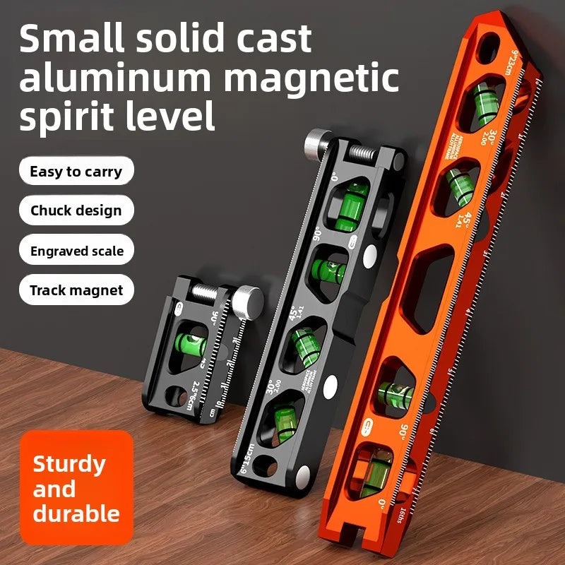 Solid Cast Aluminum Spirit Level, High Precision Strong Magnetic V-Groove Magnet Track Angle Finder for Construction