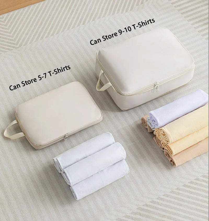 6 pcs Travel Compression Packing Cubes Luggage Bag Handheld Clothes Storage Bag Portable Suitcase Expandable Saver Space Bag