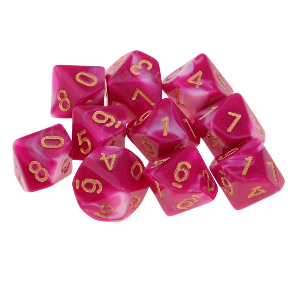 10pcs RPG DND Polyhedral Dice Set D10 D8 – Board Game Multi-sided Dice / 10 dés polyédriques RPG DND D10 D8 – Jeux de société multi-faces