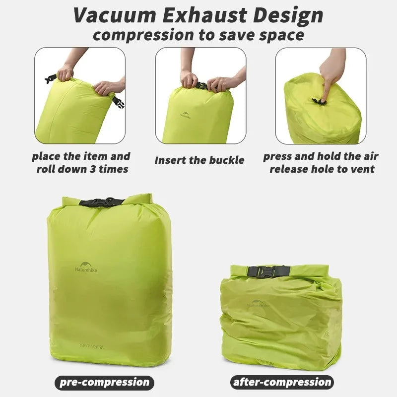 Naturehike Rolled Storage Bag Outdoor Ultralight Waterproof Dry Bag 2/4/8L Portable Organizer Camping Dispenser Storage Bag