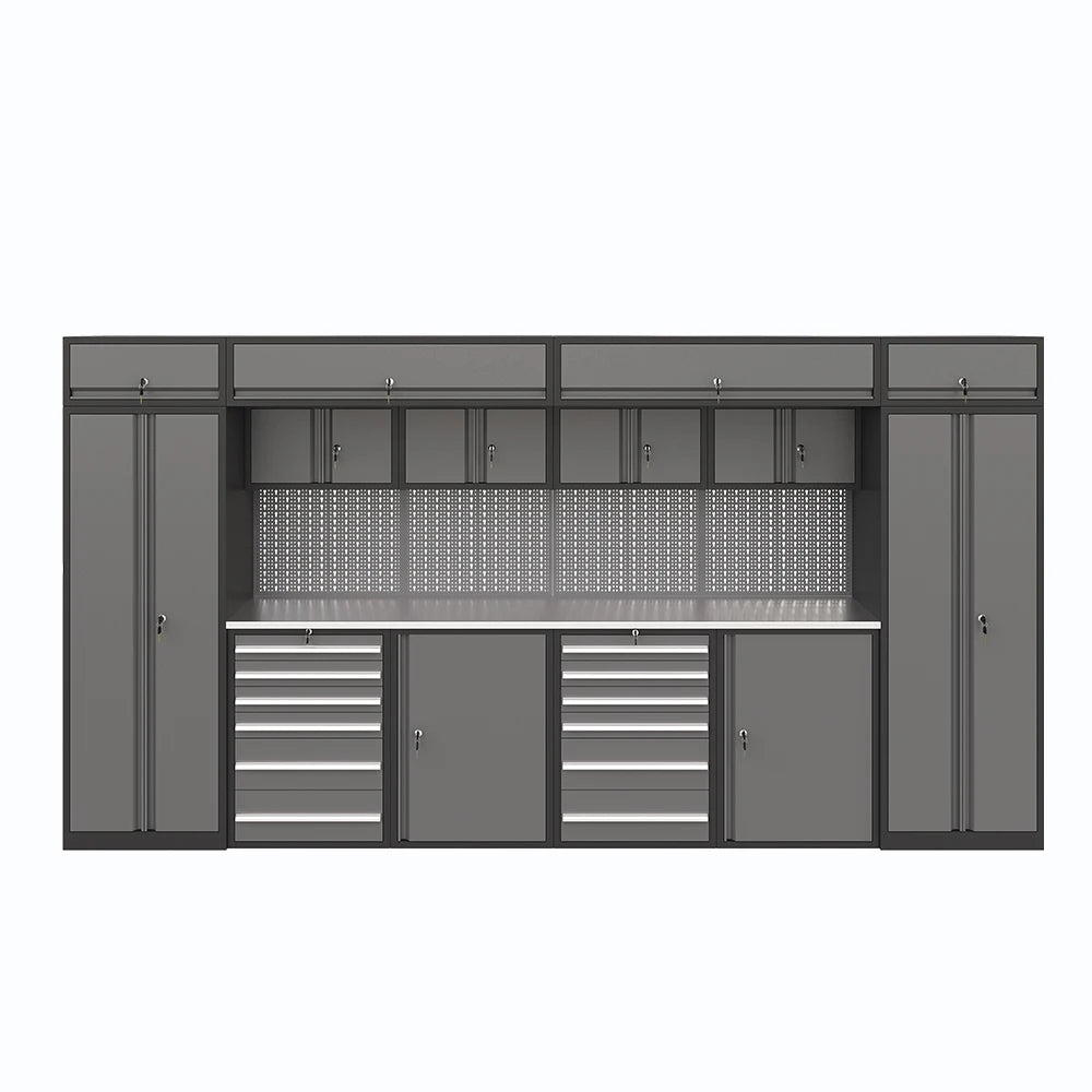 Modern Design  Metal Furniture Garage Storage Solution Metal Cabinet with Workbench for Repair Garage Workshop Cabinets