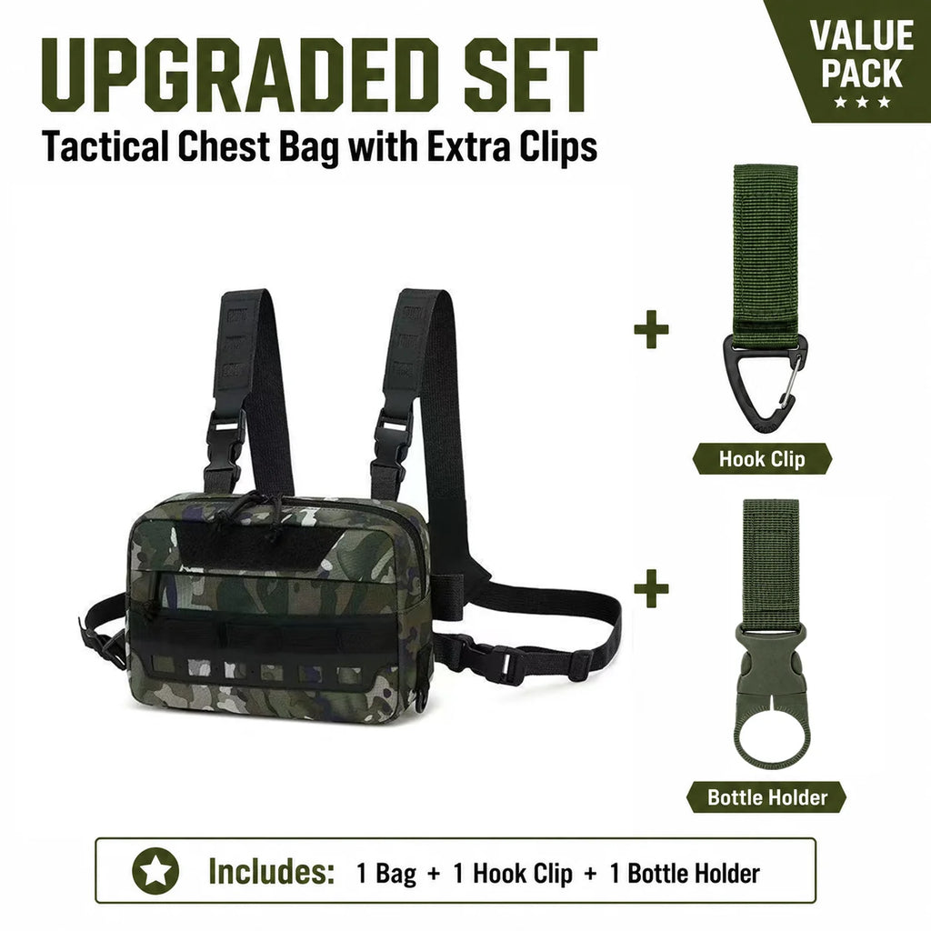 Functional Tactical Chest Bag Waist Bag Fishing MOLLE Outdoor EDC Chest Rig Pack for Cycling Hiking Camping Adjustable Harness