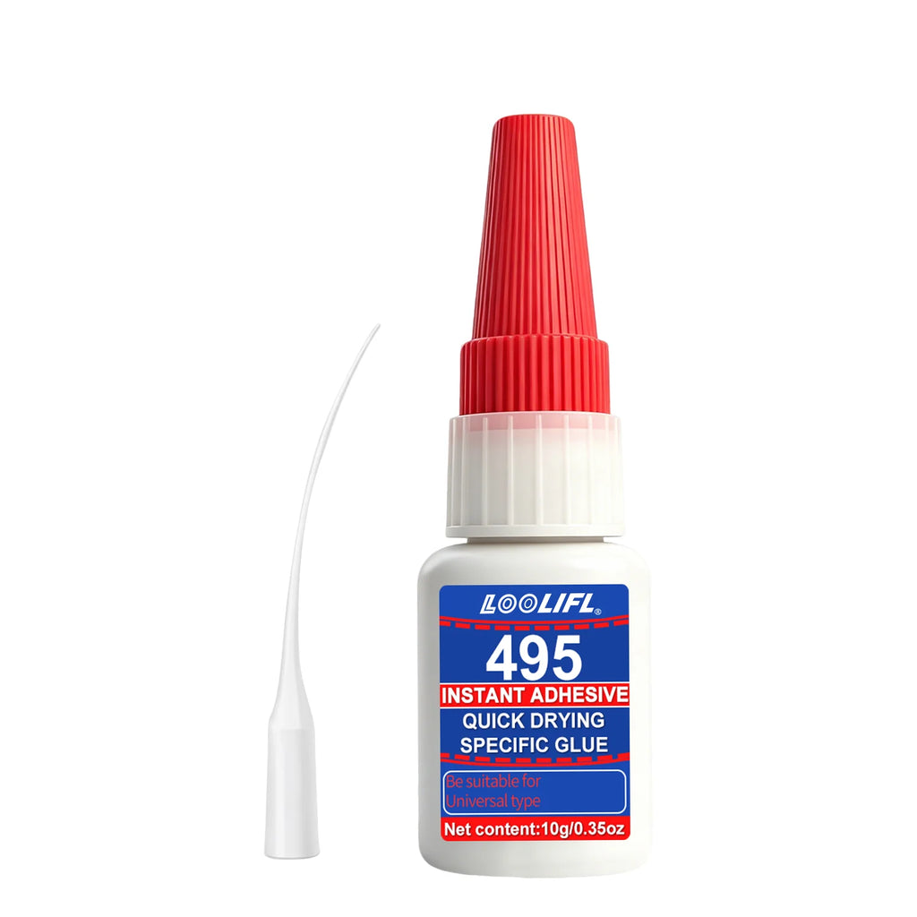 Loolifl 495 Super Glue 10g Fast Curing Instant Adhesive with Precision Tips, Low Odor Multi-Material Cyanoacrylate Glue for Repa
