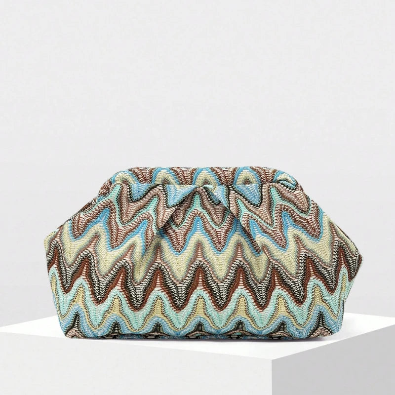 Retro Woven Pleated Cloud Clutch,retro New Bohemian Color-blocked Vacations Clutch Wallet,luxury Women's Evenings Wedding Clutch