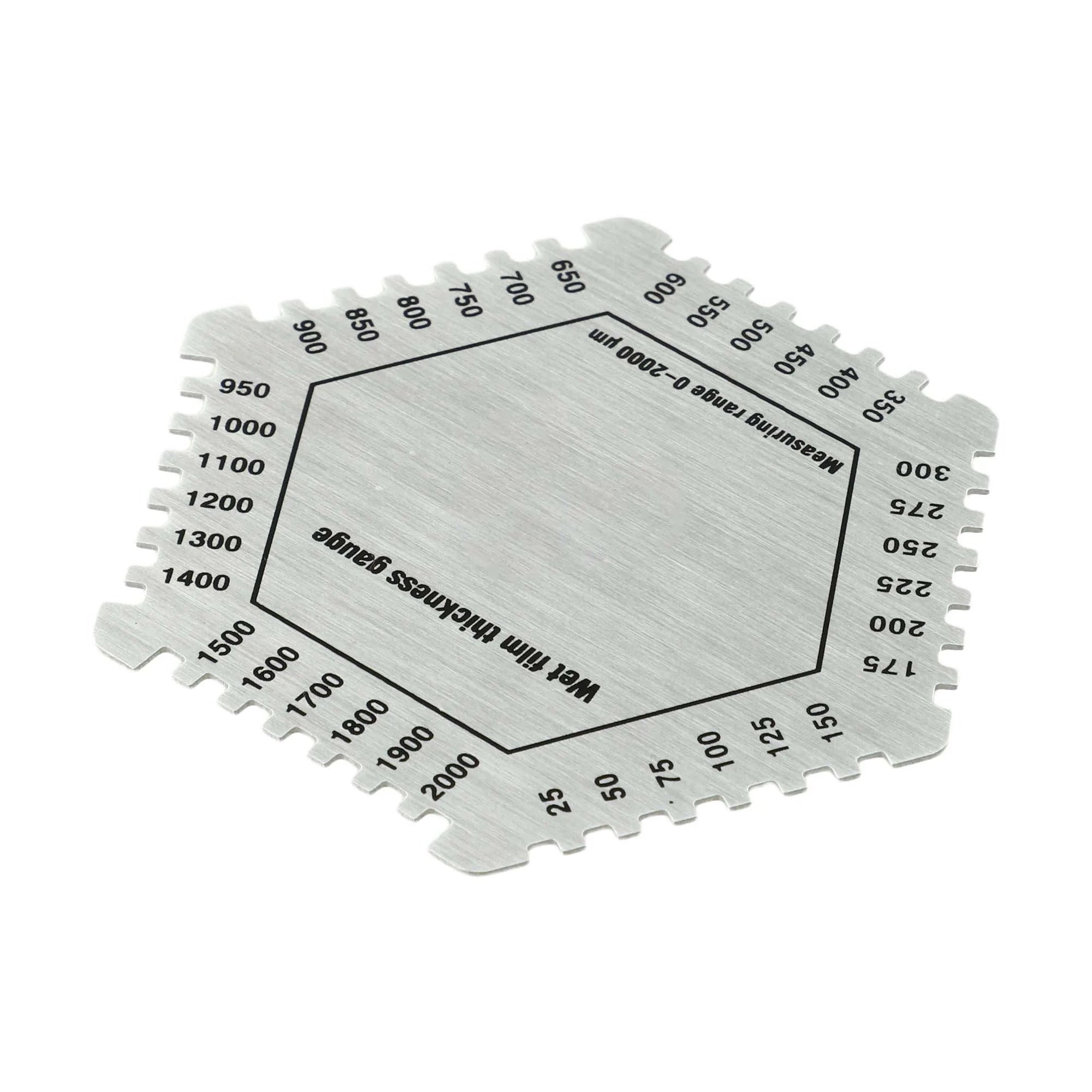 Hexagonal Wet Film Comb Gauge 25-2000um Stainless Steel Paint Thickness Meter For Construction Chemicals