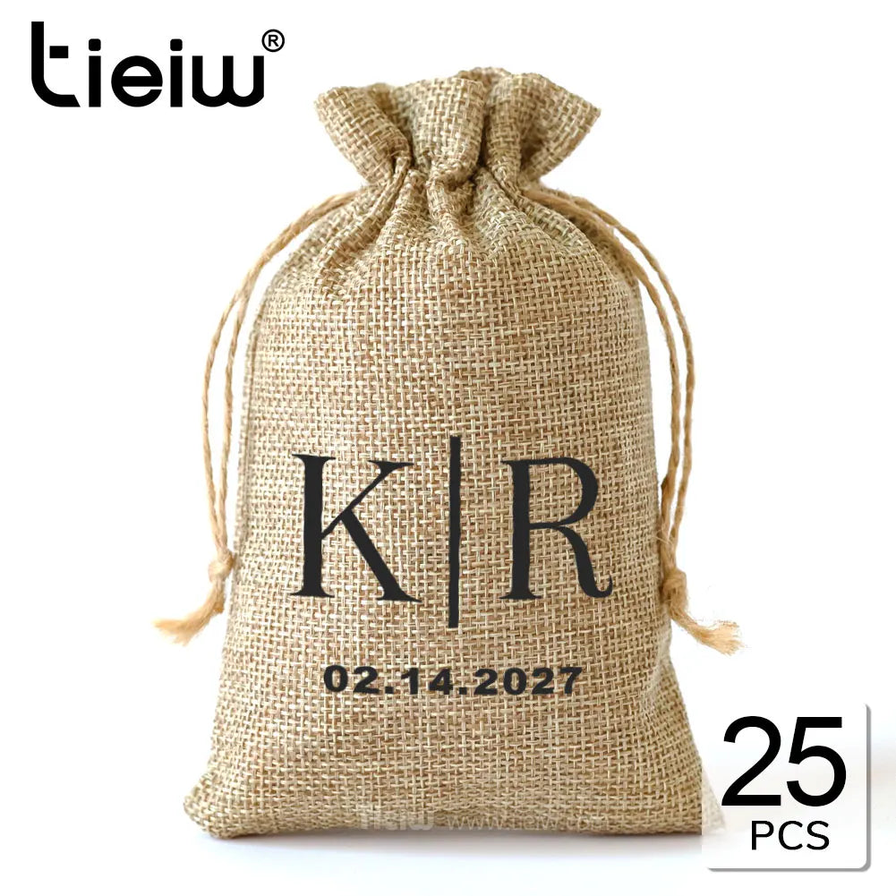 Custom Burlap Favor Bags With Drawstring For Wedding And Party Favors Personalized Natural Linen Sack For Candy Coffee DIY Craft