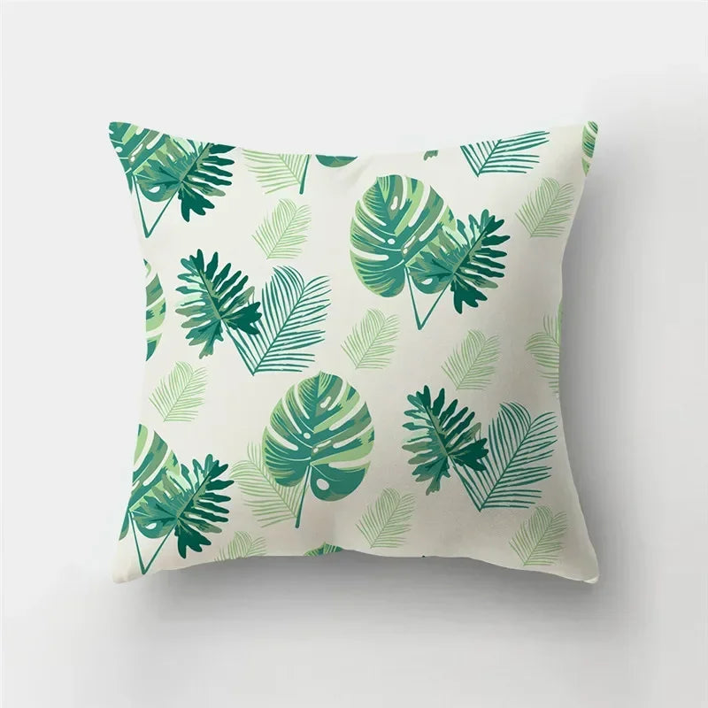 Fresh Summer Leaves Double-sided Printed pillow cover Short plush Suitable living rooms bedrooms sofas throw cushion cover